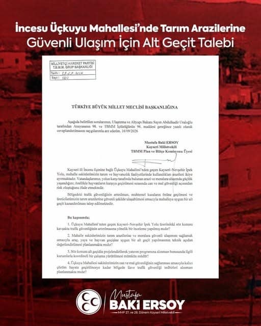 Baki Ersoy’dan güvenli ulaşım talebi