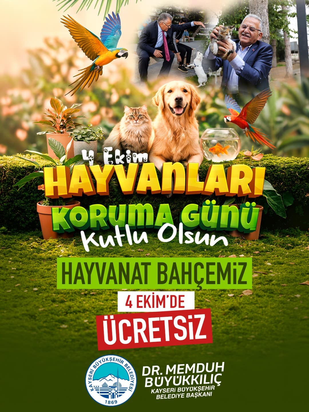 Başkan Büyükkılıç: "Hayvanat bahçesi ücretsiz"