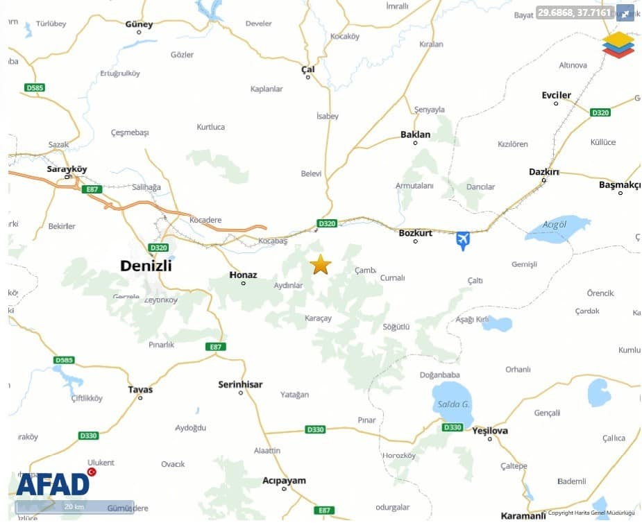 Denizli 3.9 ve 6 artçı ile sallandı