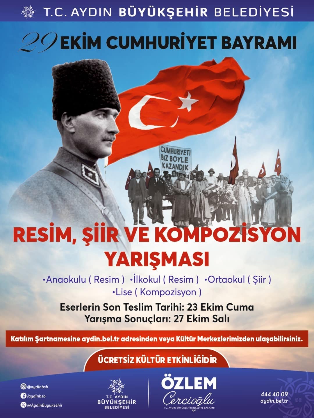 Aydın’da gençler Cumhuriyet’i resim, şiir ve kompozisyonla anlatacak