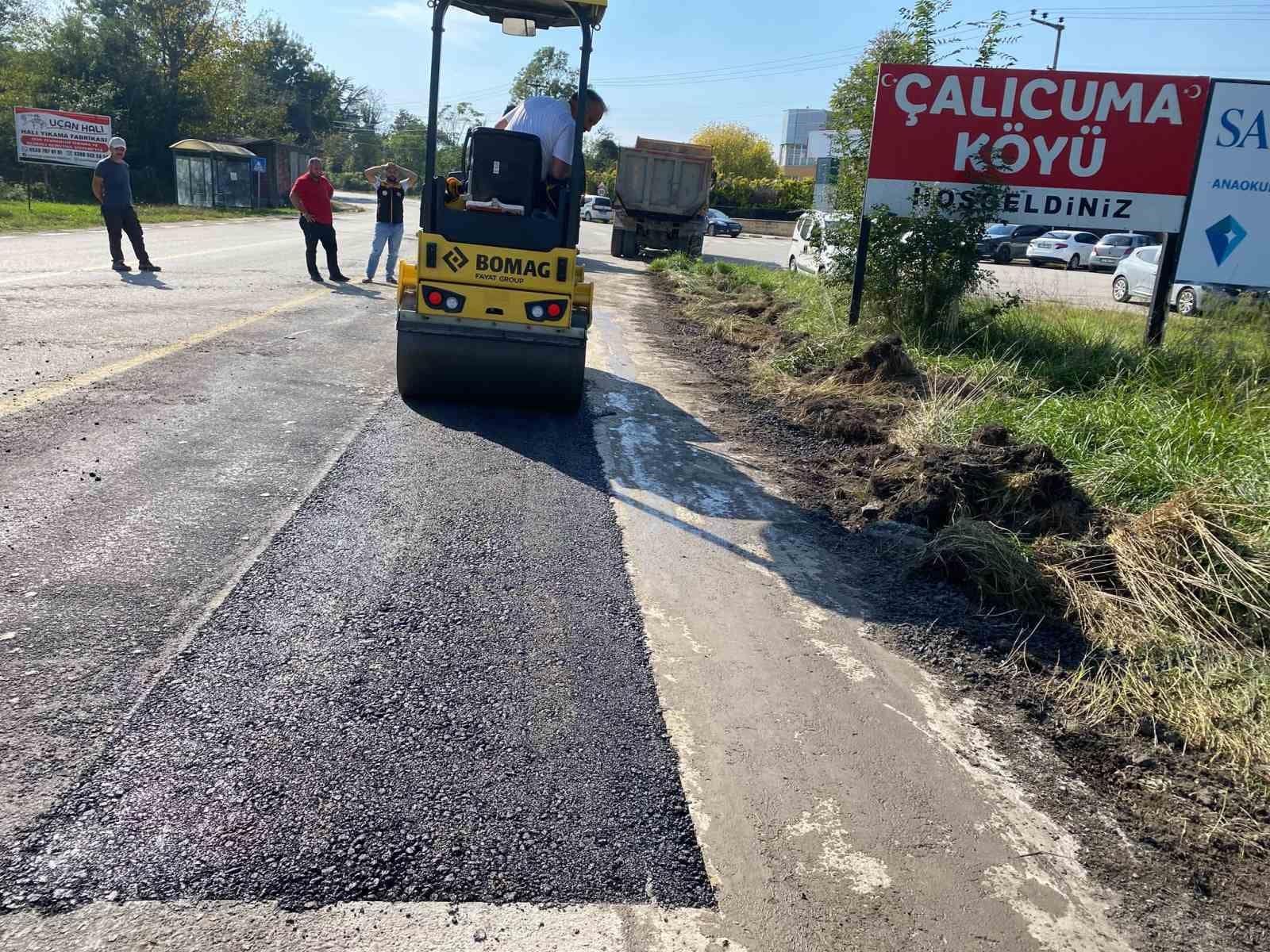 Çalıcuma köyünde asfalt yama çalışmaları tamamlandı