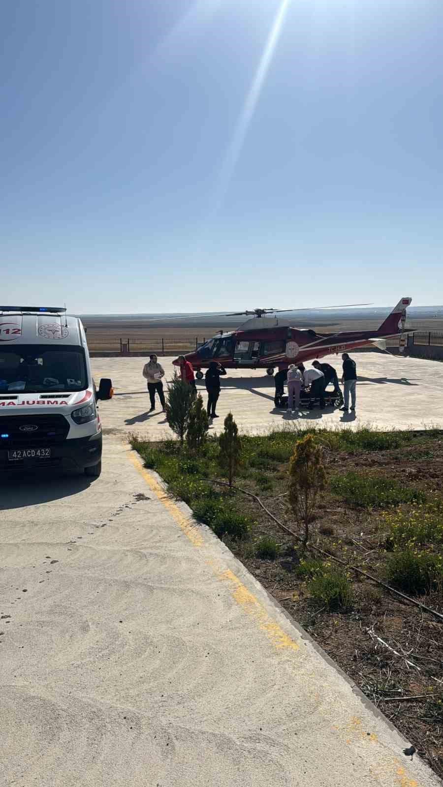 Kulu’da 70 yaşındaki hasta ambulans helikopterle sevk edildi