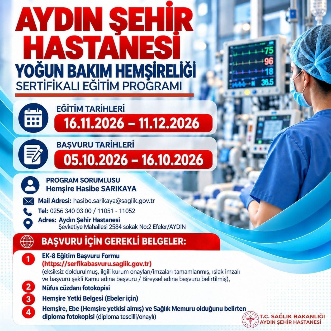Aydın Şehir Hastanesi’nde yoğun bakım hemşireliği eğitimi düzenlenecek