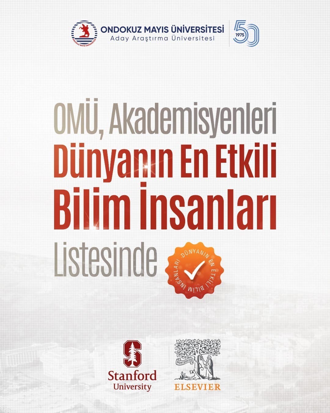 OMÜ’lü 18 akademisyen "Dünyanın En Etkili Bilim İnsanları Listesi"nde