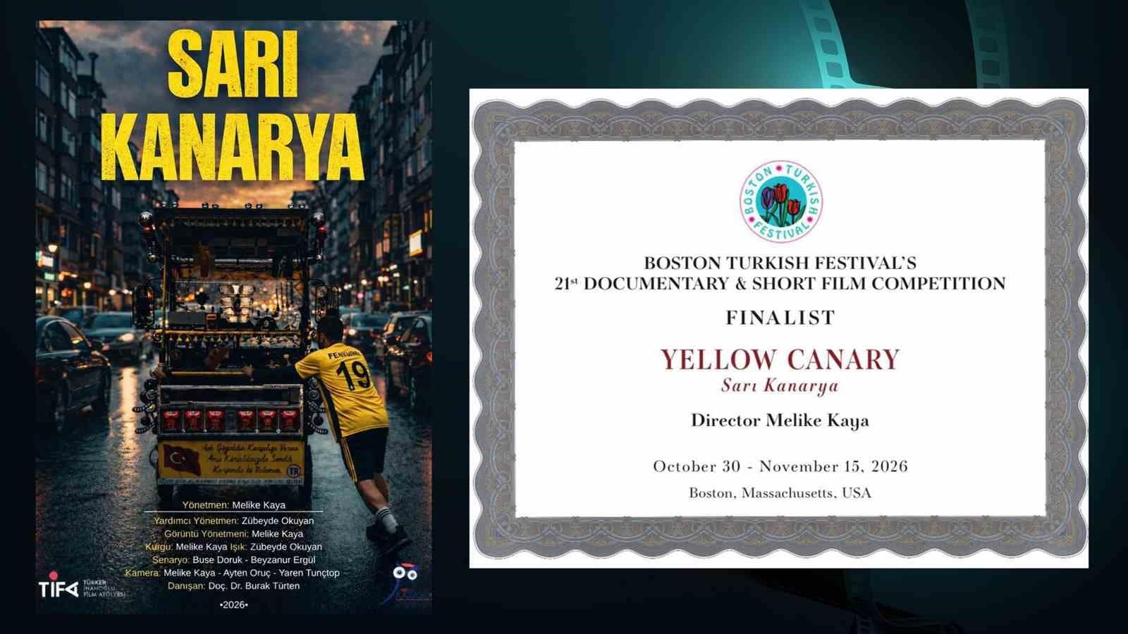 KBÜ öğrencilerinin "Sarı Kanarya" belgeseli Boston Türk Festivali’nde finalist oldu